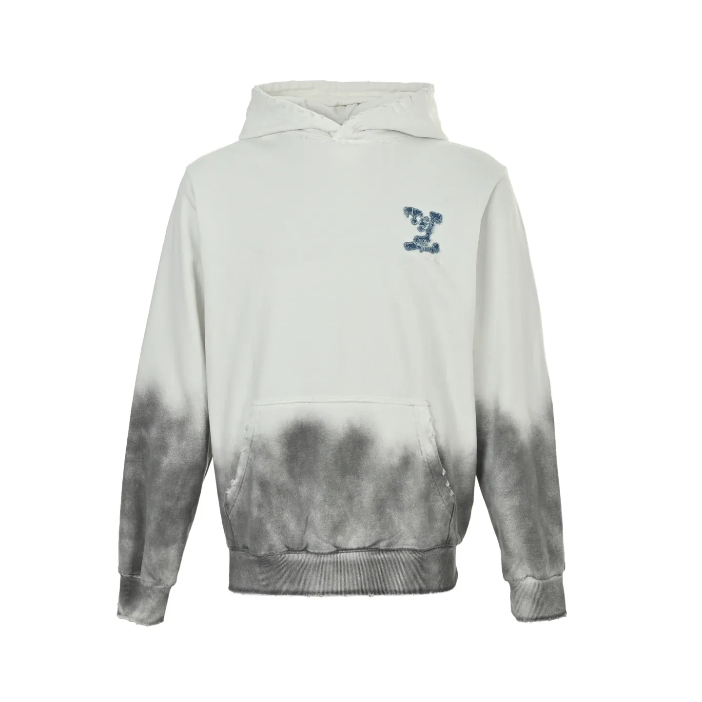 Louis Vuitton/Louis Vuitton cloud denim logo patch embroidery washed hooded sweatshirt